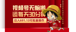 视频号流量分成、不剪辑、不拍摄,每天操作30分钟、单账号日入691.13 老秦