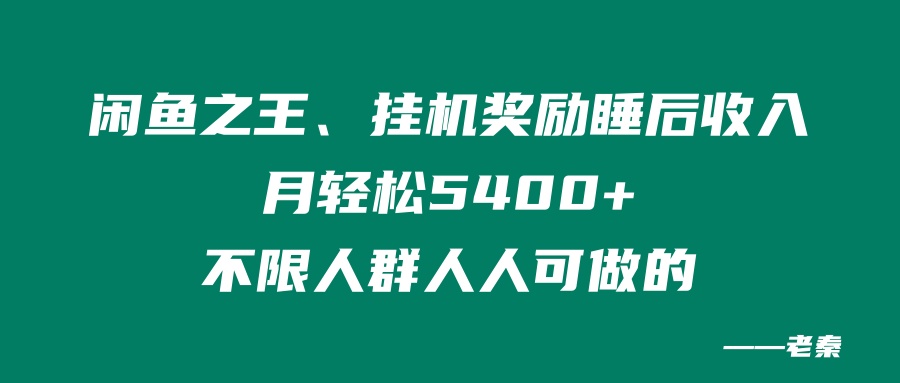 闲鱼之王,挂机奖励睡后收入,月轻松5400+,不限男女人人可做的 老秦