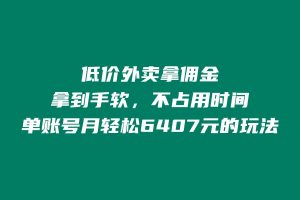 低价外卖拿佣金,拿到手软,不占用时间开独立后台,单账号月轻松6407的玩法 老秦