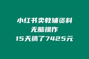 小红书卖教辅资料，无脑操作，15天搞了7425元？ 老秦