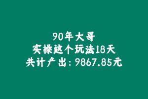 90年大哥实操这个玩法18天,共计产出9867.85元? 老秦