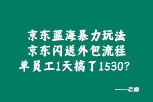 京东蓝海暴力玩法,京东闪送外包流程,单员工1天搞了1530? 老秦