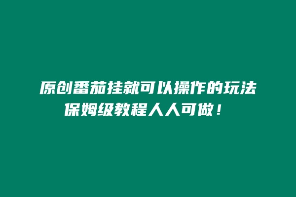 原创番茄挂这个就能玩的拉新，保姆级教程，人人可做，月轻松五位数？ 老秦